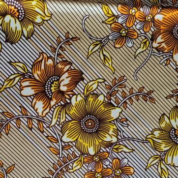 FLOWERS YELLOW GOLD Afrikanischer Wax Print Stoff - Embellished